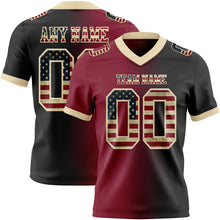 Laden Sie das Bild in den Galerie-Viewer, Custom Black Vintage USA Flag Crimson-Cream Authentic Gradient Fashion Football Jersey