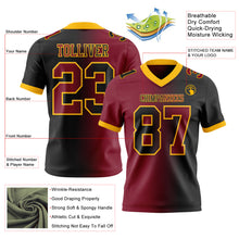 Laden Sie das Bild in den Galerie-Viewer, Custom Black Crimson-Gold Authentic Gradient Fashion Football Jersey