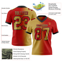 Load image into Gallery viewer, Custom Red Old Gold-Black Authentic Gradient Fashion Football Jersey