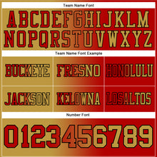 Load image into Gallery viewer, Custom Red Old Gold-Black Authentic Gradient Fashion Football Jersey