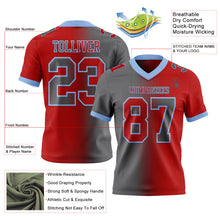 Load image into Gallery viewer, Custom Red Steel Gray-Light Blue Authentic Gradient Fashion Football Jersey