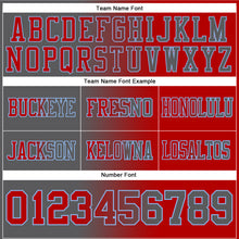 Load image into Gallery viewer, Custom Red Steel Gray-Light Blue Authentic Gradient Fashion Football Jersey
