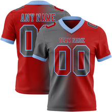 Load image into Gallery viewer, Custom Red Steel Gray-Light Blue Authentic Gradient Fashion Football Jersey