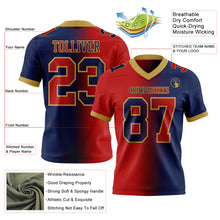 Laden Sie das Bild in den Galerie-Viewer, Custom Navy Red-Old Gold Authentic Gradient Fashion Football Jersey