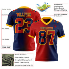 Laden Sie das Bild in den Galerie-Viewer, Custom Navy Red-Gold Authentic Gradient Fashion Football Jersey