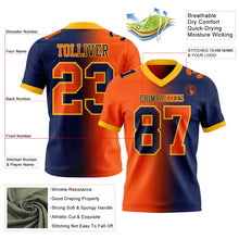 Laden Sie das Bild in den Galerie-Viewer, Custom Navy Orange-Gold Authentic Gradient Fashion Football Jersey