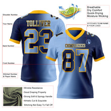 Laden Sie das Bild in den Galerie-Viewer, Custom Navy Light Blue-Gold Authentic Gradient Fashion Football Jersey