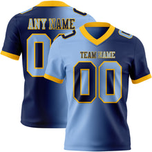 Laden Sie das Bild in den Galerie-Viewer, Custom Navy Light Blue-Gold Authentic Gradient Fashion Football Jersey