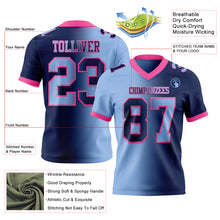 Laden Sie das Bild in den Galerie-Viewer, Custom Navy Light Blue-Pink Authentic Gradient Fashion Football Jersey