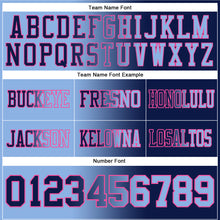 Laden Sie das Bild in den Galerie-Viewer, Custom Navy Light Blue-Pink Authentic Gradient Fashion Football Jersey
