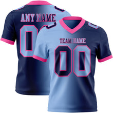 Laden Sie das Bild in den Galerie-Viewer, Custom Navy Light Blue-Pink Authentic Gradient Fashion Football Jersey