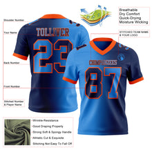 Laden Sie das Bild in den Galerie-Viewer, Custom Navy Powder Blue-Orange Authentic Gradient Fashion Football Jersey