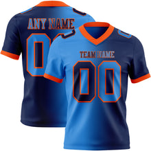 Laden Sie das Bild in den Galerie-Viewer, Custom Navy Powder Blue-Orange Authentic Gradient Fashion Football Jersey
