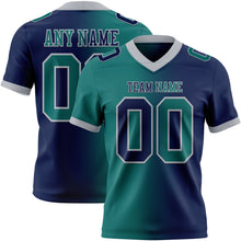 Laden Sie das Bild in den Galerie-Viewer, Custom Navy Teal-Gray Authentic Gradient Fashion Football Jersey