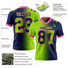 Laden Sie das Bild in den Galerie-Viewer, Custom Navy Neon Green-Pink Authentic Gradient Fashion Football Jersey