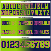 Laden Sie das Bild in den Galerie-Viewer, Custom Navy Neon Green-Pink Authentic Gradient Fashion Football Jersey