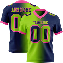 Laden Sie das Bild in den Galerie-Viewer, Custom Navy Neon Green-Pink Authentic Gradient Fashion Football Jersey