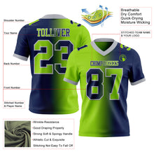 Laden Sie das Bild in den Galerie-Viewer, Custom Navy Neon Green-Gray Authentic Gradient Fashion Football Jersey