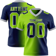 Laden Sie das Bild in den Galerie-Viewer, Custom Navy Neon Green-Gray Authentic Gradient Fashion Football Jersey