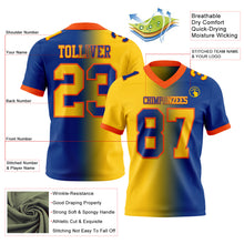 Laden Sie das Bild in den Galerie-Viewer, Custom Royal Yellow-Orange Authentic Gradient Fashion Football Jersey