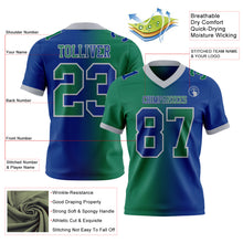Laden Sie das Bild in den Galerie-Viewer, Custom Royal Kelly Green-Gray Authentic Gradient Fashion Football Jersey