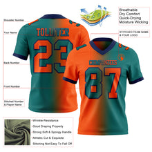 Charger l'image dans la galerie, Custom Teal Orange-Navy Authentic Gradient Fashion Football Jersey