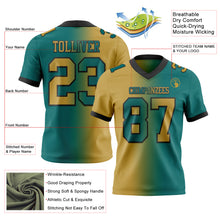 Load image into Gallery viewer, Custom Teal Old Gold-Black Authentic Gradient Fashion Football Jersey