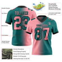 Загрузить изображение в средство просмотра галереи, Custom Teal Medium Pink-Black Authentic Gradient Fashion Football Jersey