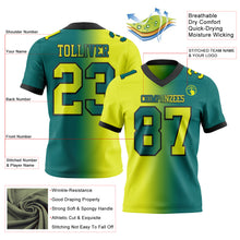 Загрузить изображение в средство просмотра галереи, Custom Teal Neon Yellow-Black Authentic Gradient Fashion Football Jersey