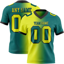 Загрузить изображение в средство просмотра галереи, Custom Teal Neon Yellow-Black Authentic Gradient Fashion Football Jersey