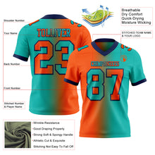 Laden Sie das Bild in den Galerie-Viewer, Custom Aqua Orange-Navy Authentic Gradient Fashion Football Jersey