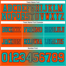 Laden Sie das Bild in den Galerie-Viewer, Custom Aqua Orange-Navy Authentic Gradient Fashion Football Jersey