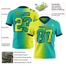 Laden Sie das Bild in den Galerie-Viewer, Custom Aqua Neon Yellow-Navy Authentic Gradient Fashion Football Jersey