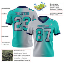 Laden Sie das Bild in den Galerie-Viewer, Custom Aqua Gray-Navy Authentic Gradient Fashion Football Jersey