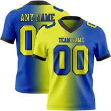 Загрузить изображение в средство просмотра галереи, Custom Thunder Blue Neon Yellow-Black Authentic Gradient Fashion Football Jersey