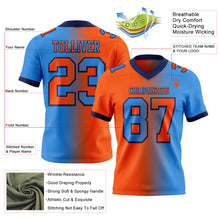 Laden Sie das Bild in den Galerie-Viewer, Custom Powder Blue Orange-Navy Authentic Gradient Fashion Football Jersey