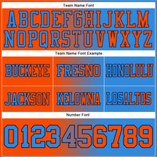 Laden Sie das Bild in den Galerie-Viewer, Custom Powder Blue Orange-Navy Authentic Gradient Fashion Football Jersey