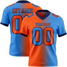 Laden Sie das Bild in den Galerie-Viewer, Custom Powder Blue Orange-Navy Authentic Gradient Fashion Football Jersey