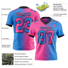 Laden Sie das Bild in den Galerie-Viewer, Custom Powder Blue Pink-Black Authentic Gradient Fashion Football Jersey