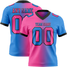 Laden Sie das Bild in den Galerie-Viewer, Custom Powder Blue Pink-Black Authentic Gradient Fashion Football Jersey