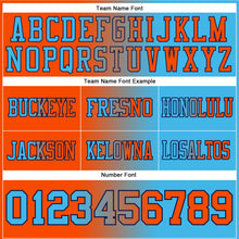 Laden Sie das Bild in den Galerie-Viewer, Custom Sky Blue Orange-Navy Authentic Gradient Fashion Football Jersey