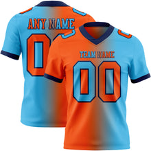 Laden Sie das Bild in den Galerie-Viewer, Custom Sky Blue Orange-Navy Authentic Gradient Fashion Football Jersey
