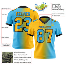 Laden Sie das Bild in den Galerie-Viewer, Custom Sky Blue Gold-Black Authentic Gradient Fashion Football Jersey
