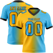 Laden Sie das Bild in den Galerie-Viewer, Custom Sky Blue Gold-Black Authentic Gradient Fashion Football Jersey