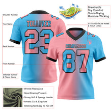 Laden Sie das Bild in den Galerie-Viewer, Custom Sky Blue Medium Pink-Black Authentic Gradient Fashion Football Jersey