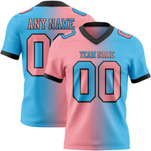 Laden Sie das Bild in den Galerie-Viewer, Custom Sky Blue Medium Pink-Black Authentic Gradient Fashion Football Jersey