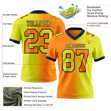 Charger l'image dans la galerie, Custom Neon Yellow Bay Orange-Navy Authentic Gradient Fashion Football Jersey