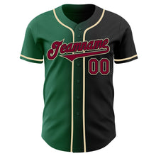 Загрузить изображение в средство просмотра галереи, Custom Black Maroon Kelly Green-Cream Authentic Gradient Fashion Baseball Jersey
