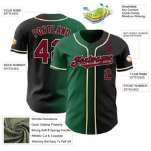 Загрузить изображение в средство просмотра галереи, Custom Black Maroon Kelly Green-Cream Authentic Gradient Fashion Baseball Jersey