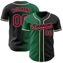 Загрузить изображение в средство просмотра галереи, Custom Black Maroon Kelly Green-Cream Authentic Gradient Fashion Baseball Jersey